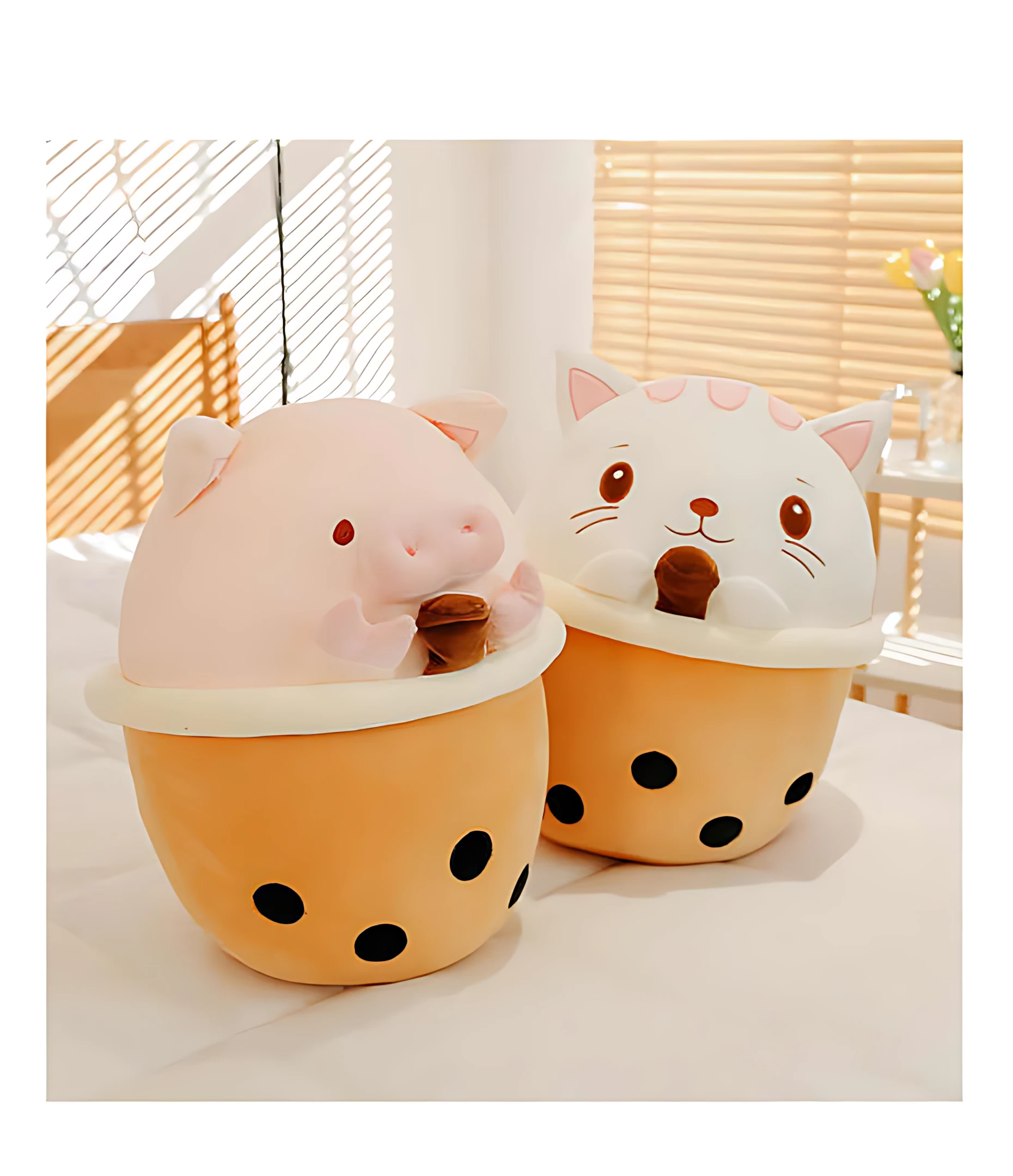 Cute bubble tea plush animal pillow